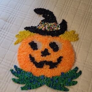 Colorful Vintage Halloween Melted Popcorn Pumpkin Decoration